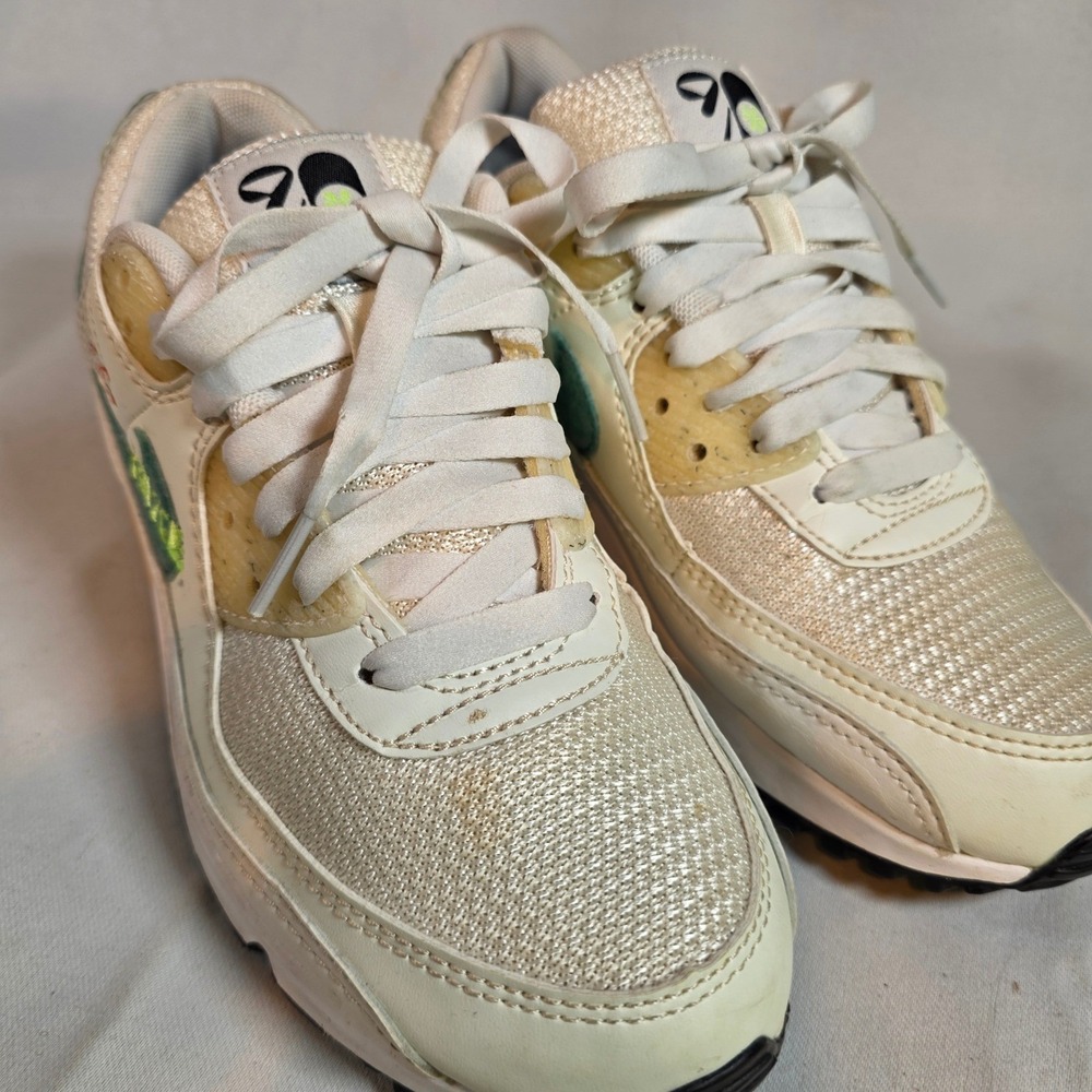 Nike Air Max 90 SE Wolens 7.5 Sun Club Sail White Neptune Green - Picture 2 of 7